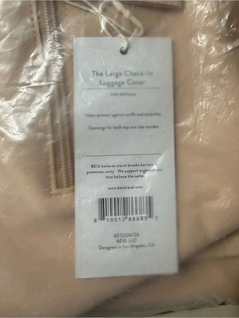 NWT BEIS Large Check-In Luggage Cover in Beige